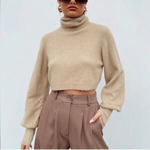 Princess Polly Cream Turtleneck Sweater